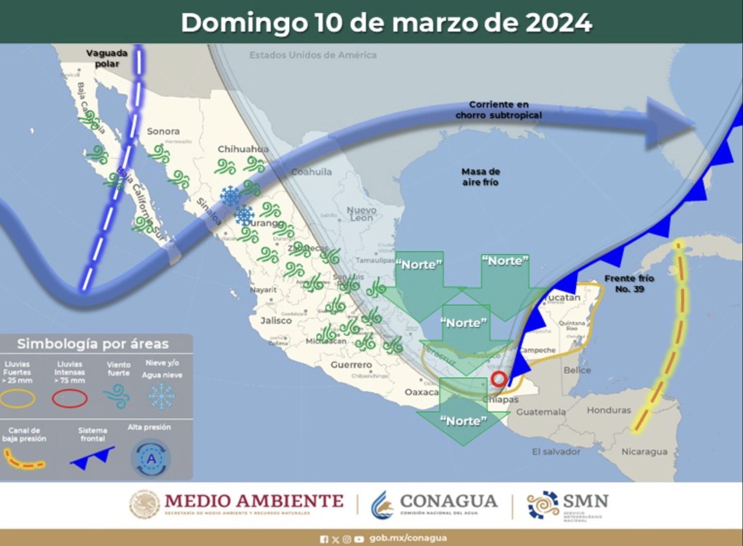 Se espera nuevo frente frio para los días 14 y 15 de marzo