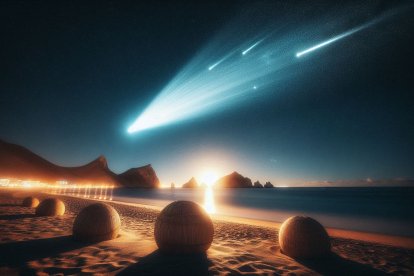 Representación del ‘Cometa del Siglo’, o C/2023 A3 Tsuchinshan-ATLAS, que podrá verse con claridad durante los primeros días de octubre 2024.
