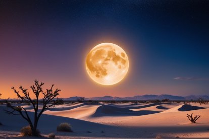 Representación de la Superluna del Cazador, que típicamente aparece cada octubre.