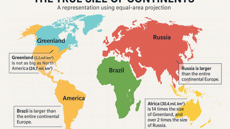 El mapa miente: las verdaderas dimensiones de los continentes y por qué Groenlandia no es tan grande como crees