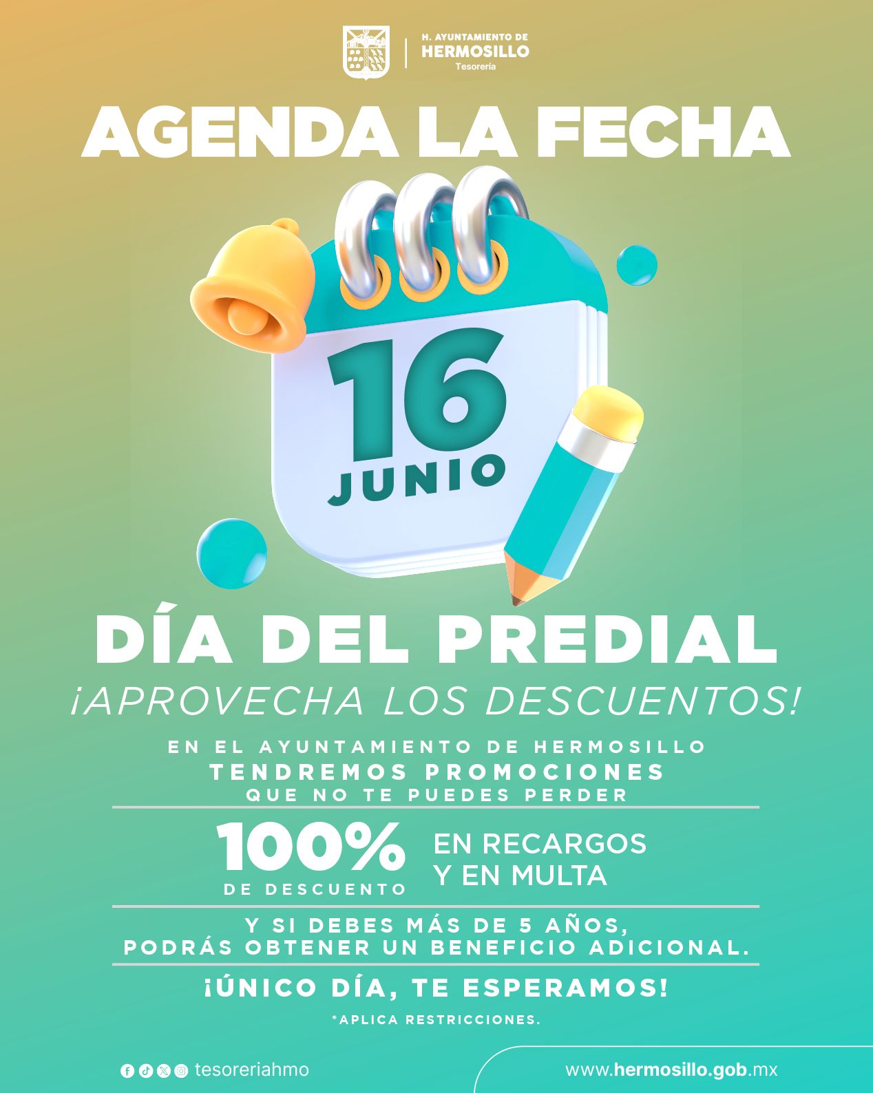 📰 Invita Ayuntamiento de Hermosillo a regularizar el predial con grandes descuentos